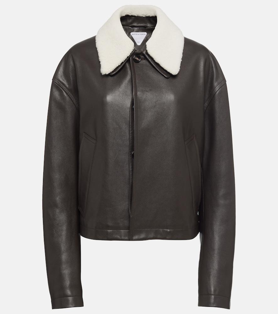bottega veneta shearling-trimmed leather jacket