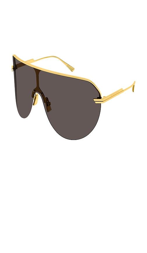 bottega veneta shield sunglasses in black.