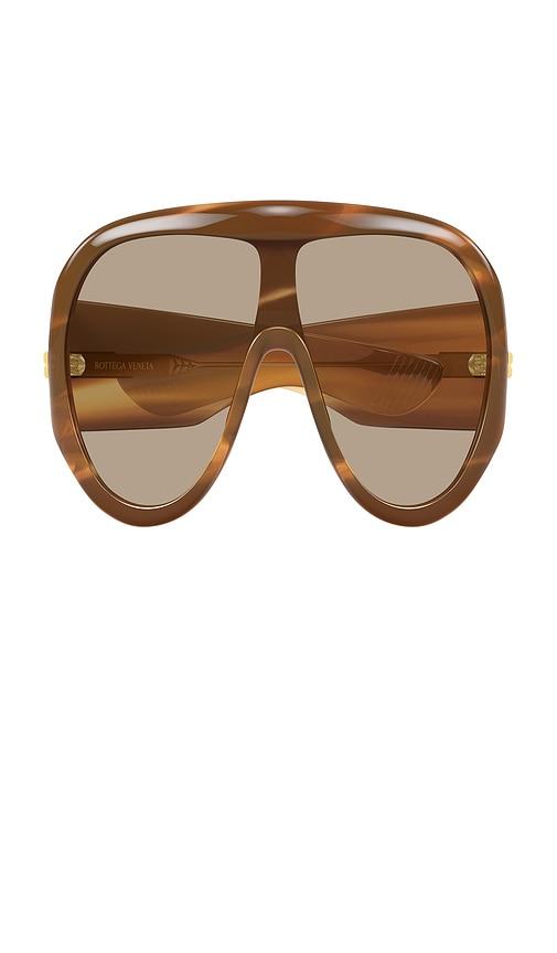 bottega veneta shield sunglasses in brown.