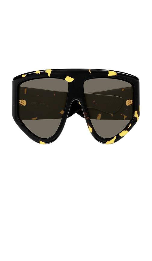 bottega veneta shield sunglasses in brown.
