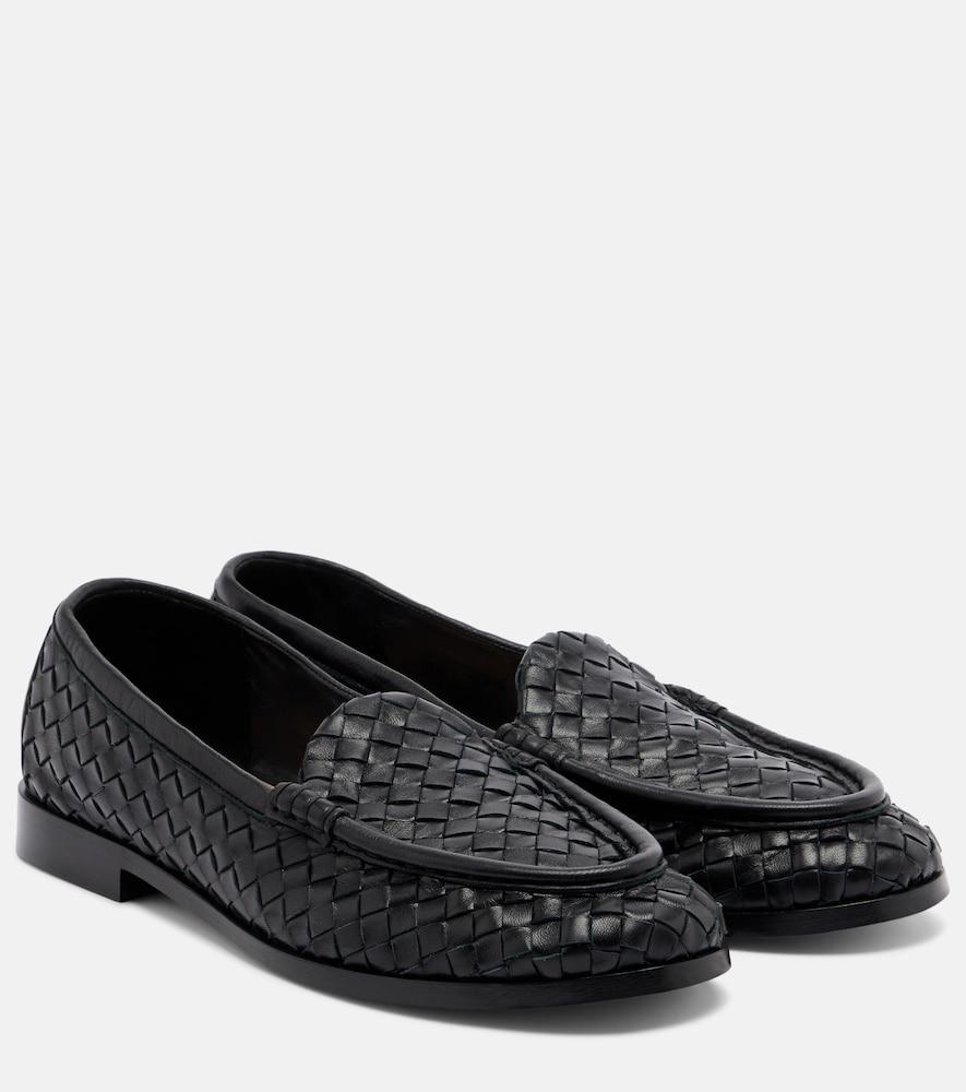bottega veneta silenzio intrecciato leather loafers