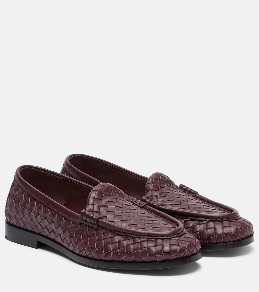 bottega veneta silenzio intrecciato leather loafers