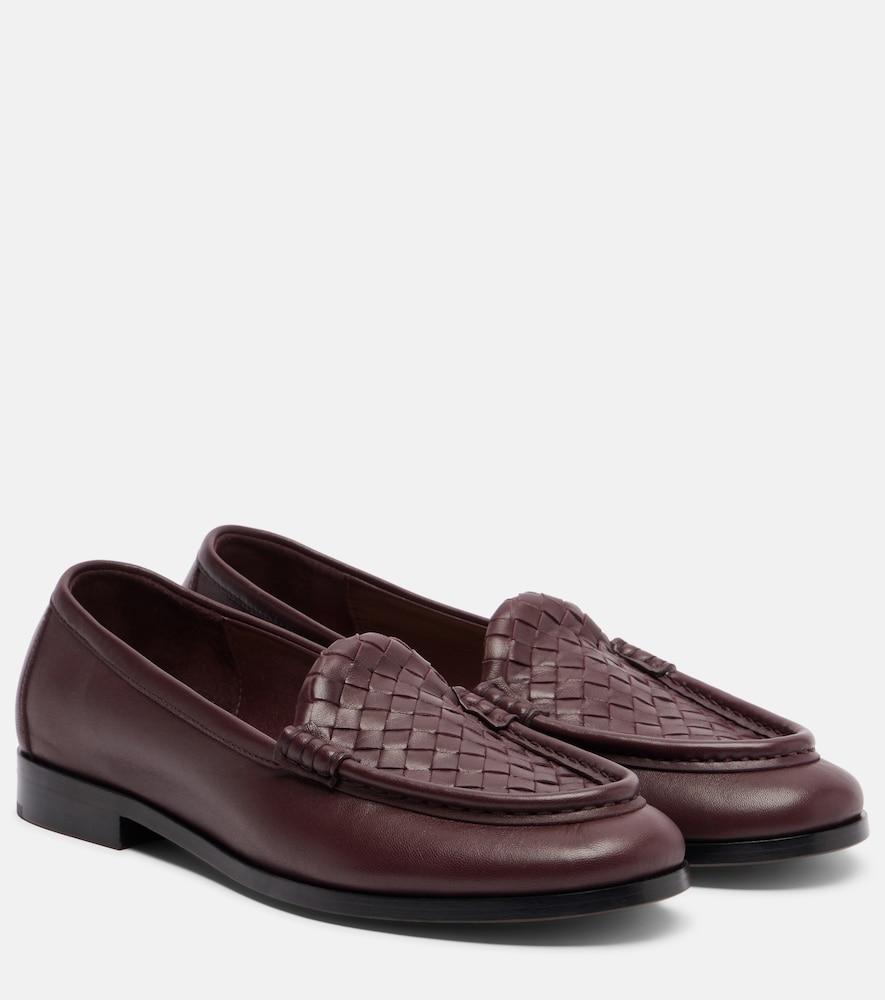 bottega veneta silenzio intrecciato leather loafers