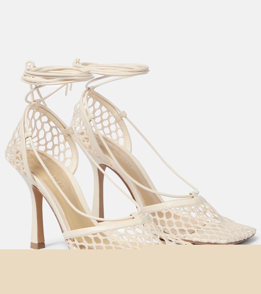 bottega veneta stretch leather-trimmed mesh pumps