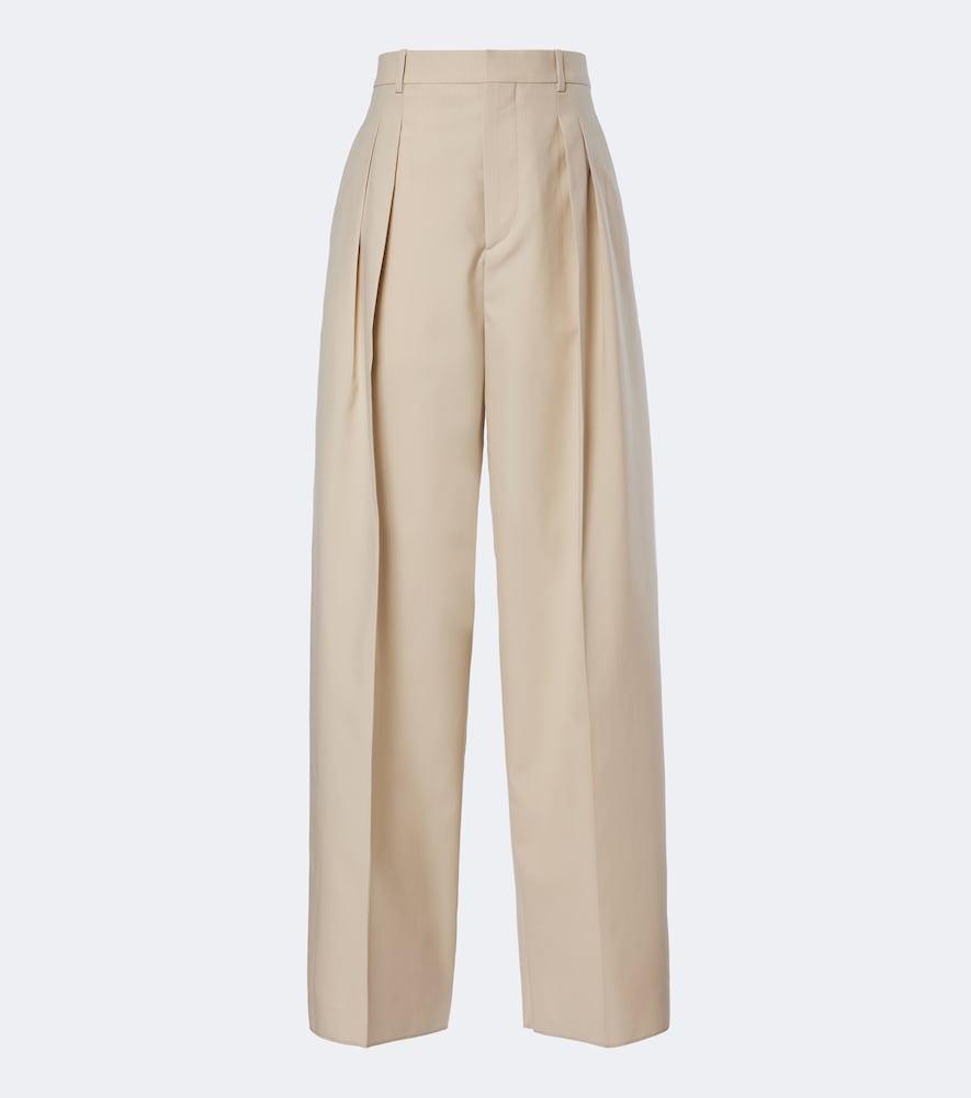bottega veneta wool and cotton wide-leg pants