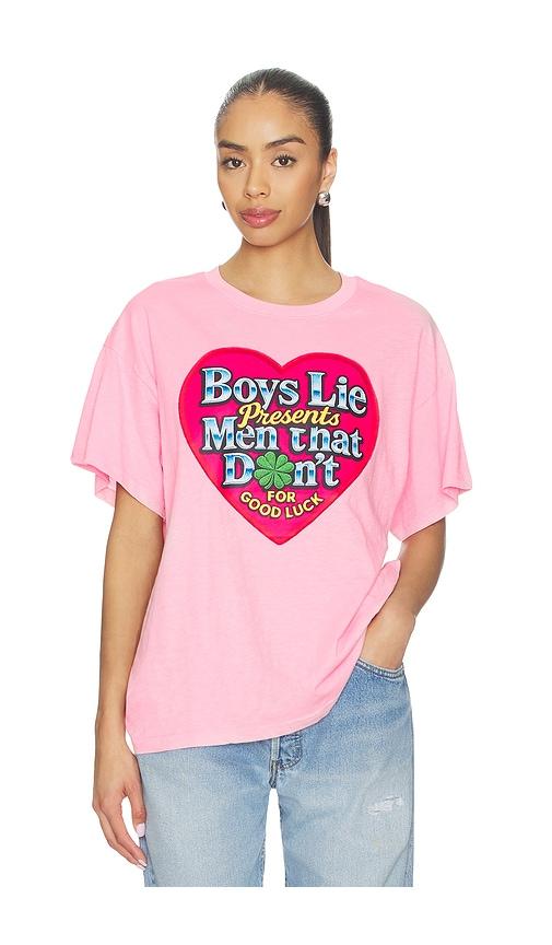 boys lie boys lie men don't boyfriend tee in pink. - size l/xl (also in s/m)