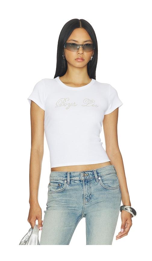 boys lie boys will be boys who lie baby tee in white. - size m/l (also in xs/s)