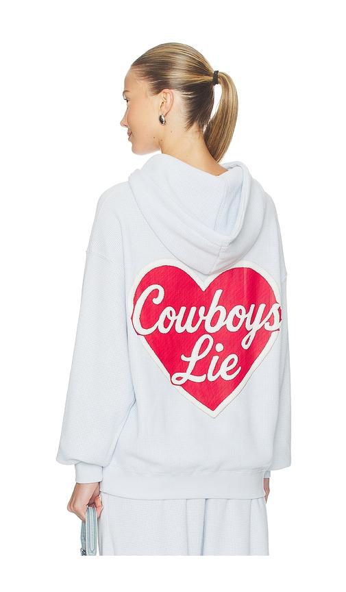 boys lie cowboys lie terry natural racer hoodie in baby blue. - size m/l (also in xs/s, xl/xxl)