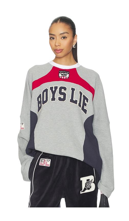 boys lie goal digger boyfriend v2 longsleeve in grey, navy.