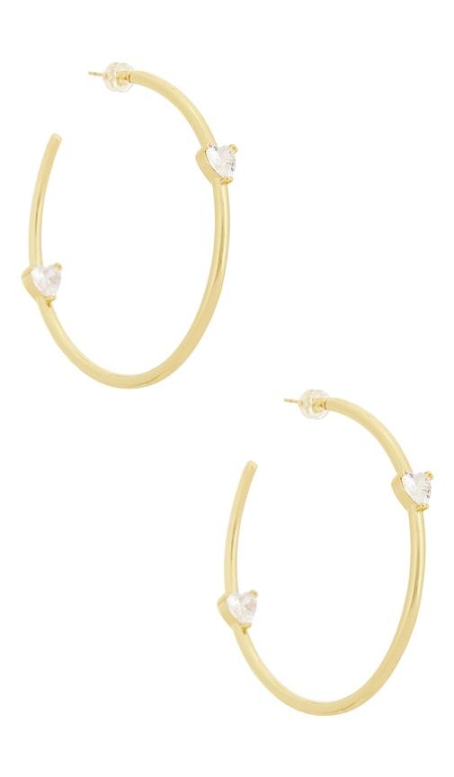 bracha delta hoops eaarrings in metallic gold.