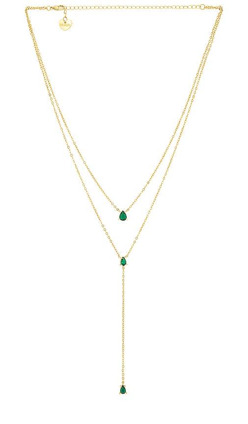 bracha esmeralda lariat necklace in metallic gold.