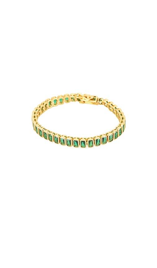 bracha esmi rectangle tennis bracelet in metallic gold.