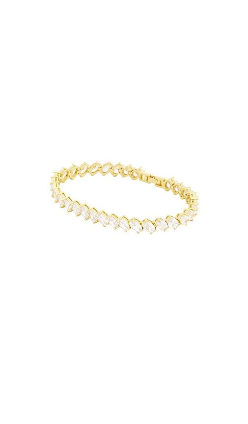 bracha karter tennis bracelet in metallic gold.
