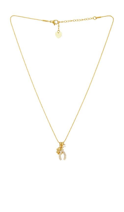 bracha lucky wish necklace in metallic gold.