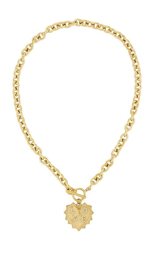 bracha monty necklace in unique color & gold in metallic gold.