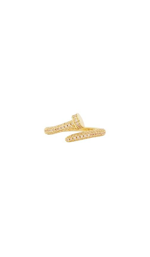 bracha nail ring in metallic gold.