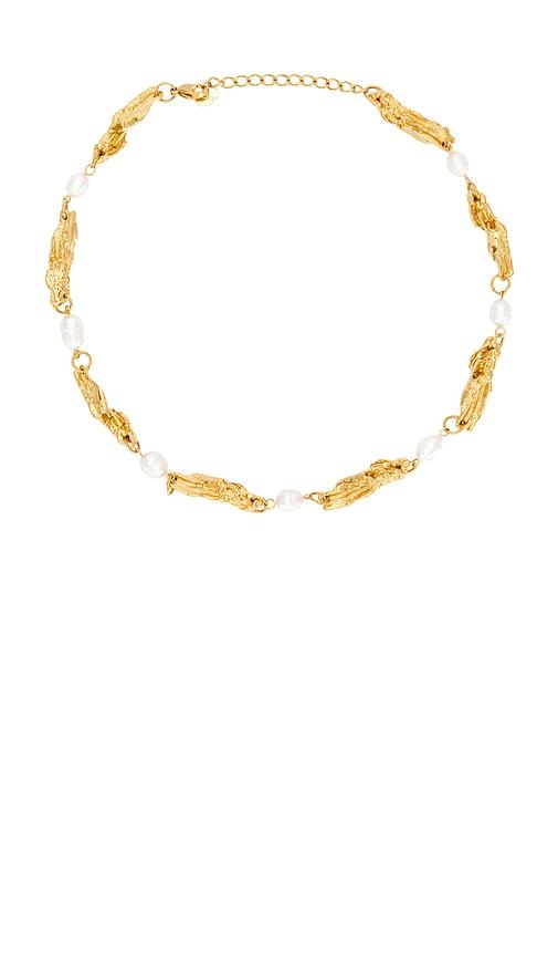 bracha siren pearl necklace in metallic gold.