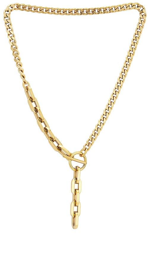 bracha york lariat necklace in metallic gold.
