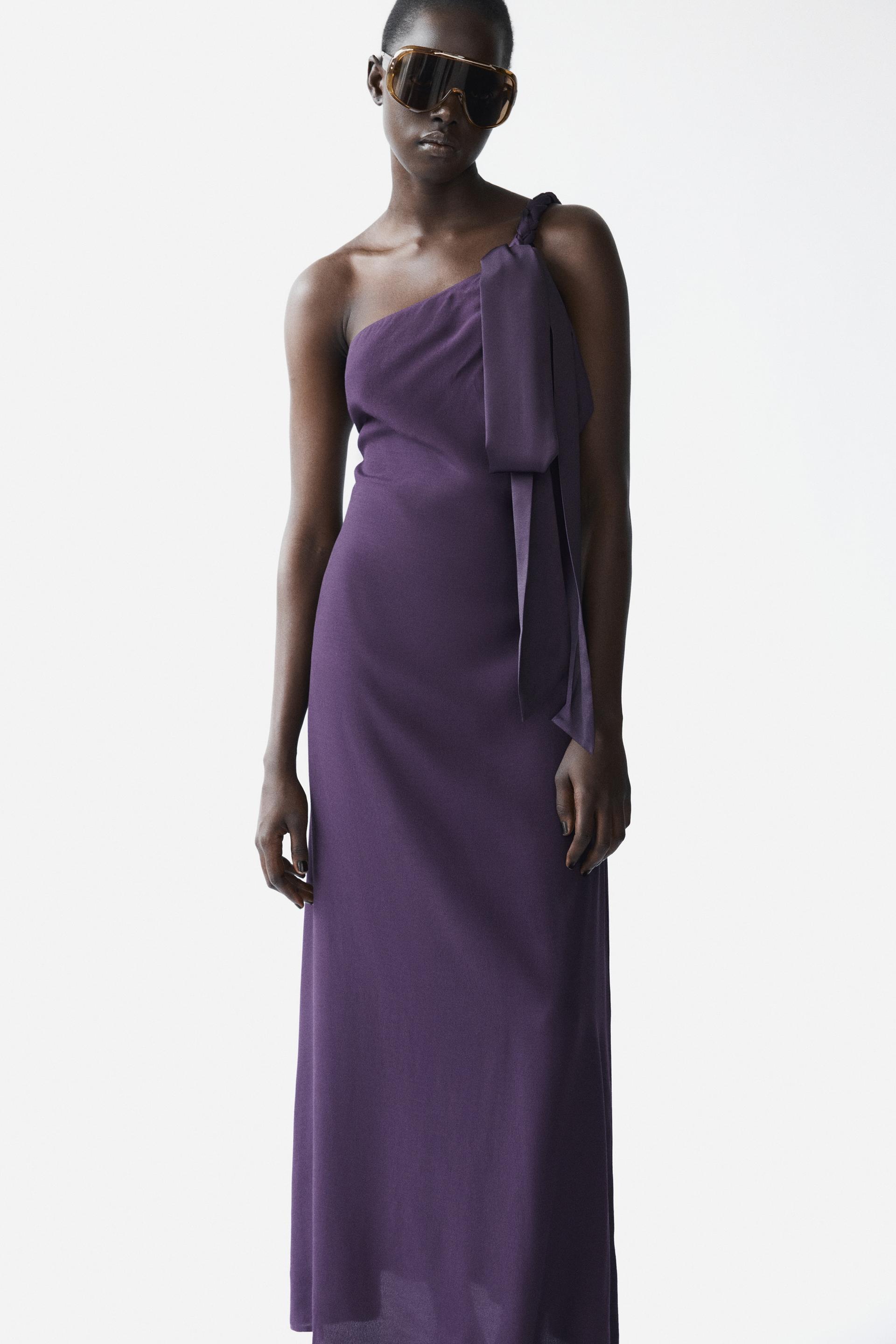 braided-detail one-shoulder dress