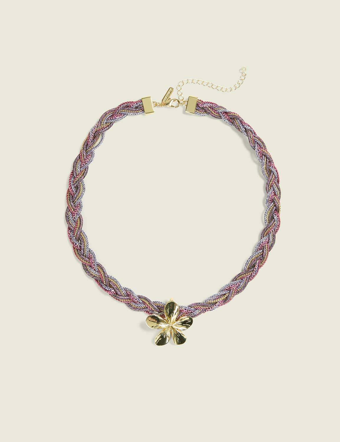 braided flower statement necklace