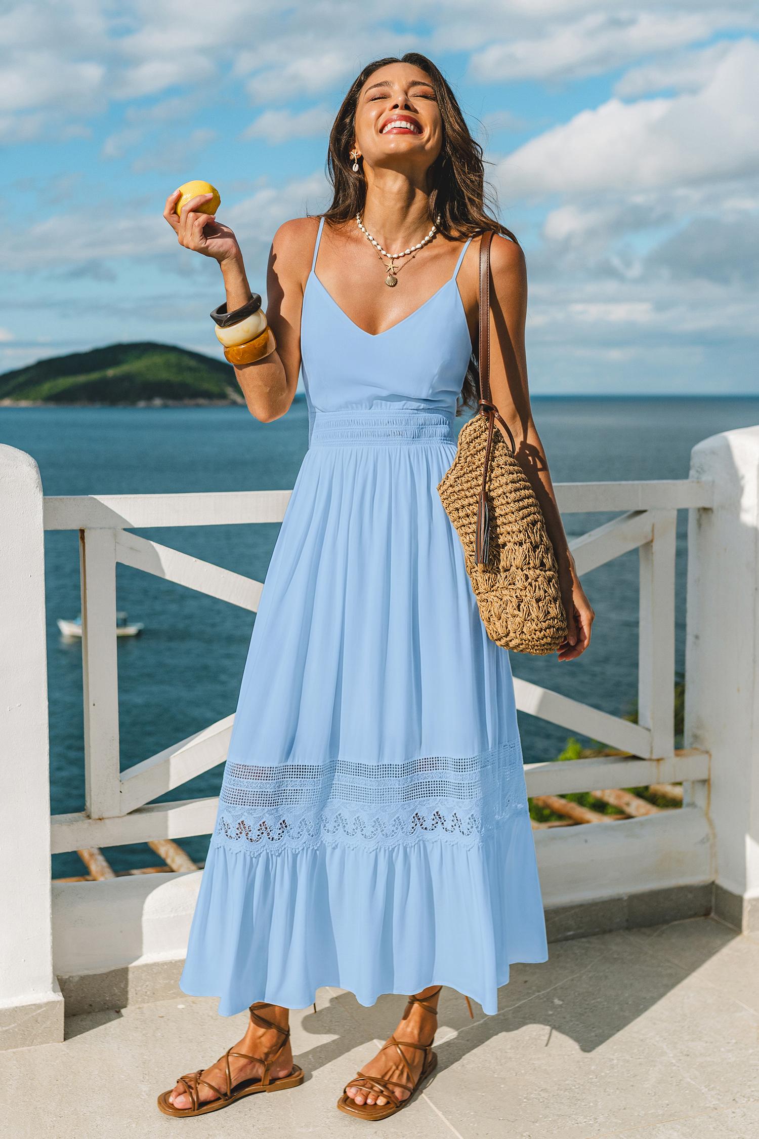 breathtaking blue maxi dress - l