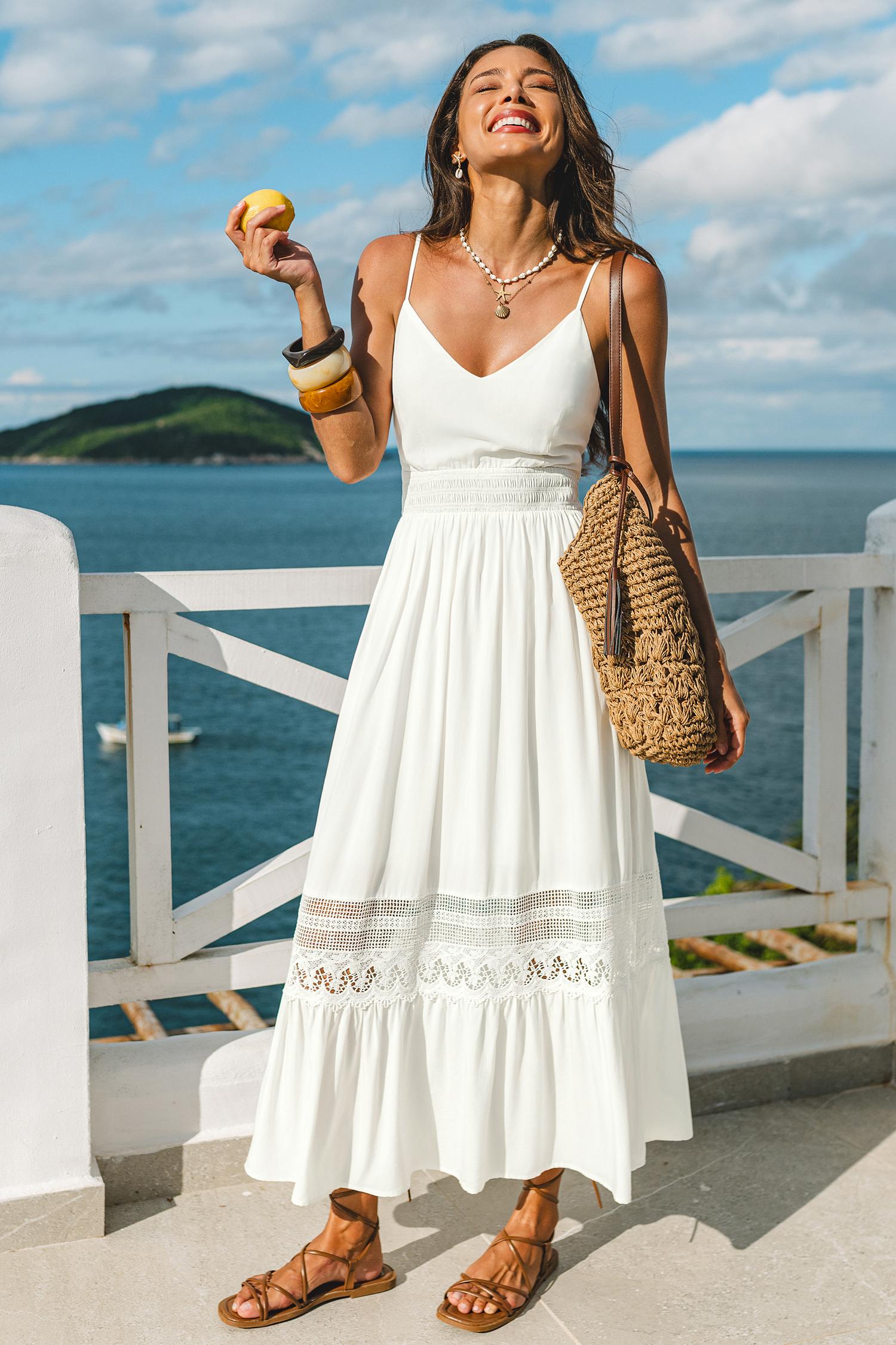breathtaking white maxi dress - l
