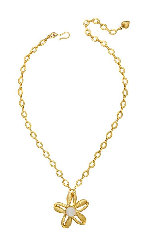 brinker + eliza aloha necklace in metallic gold.