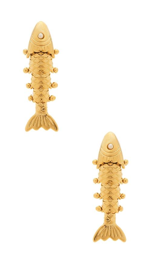 brinker + eliza anchovy earrings in metallic gold.