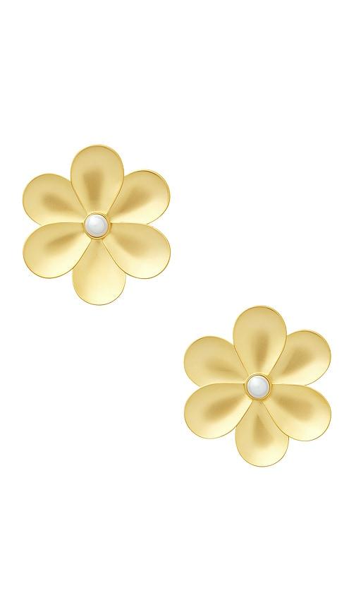 brinker + eliza flora earrings in metallic gold.