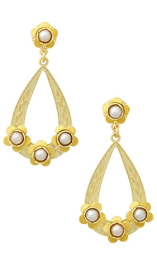 brinker + eliza paisley earrings in metallic gold.