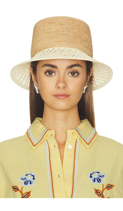 brixton ellee festival straw bucket hat in neutral. - size m/l (also in xs/s)