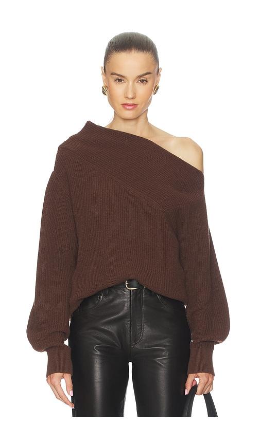 brochu walker hart off shoulder pullover in brown. - size m (also in xs)
