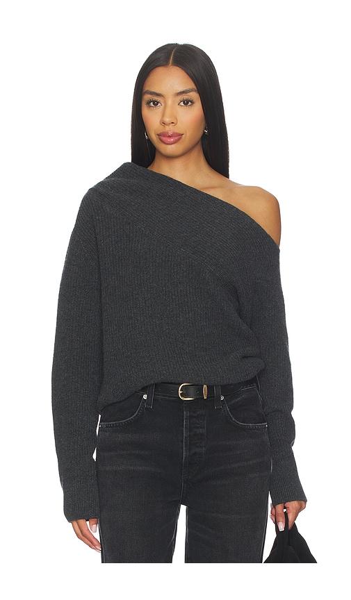 brochu walker hart off shoulder pullover in charcoal. - size m (also in s, xs)