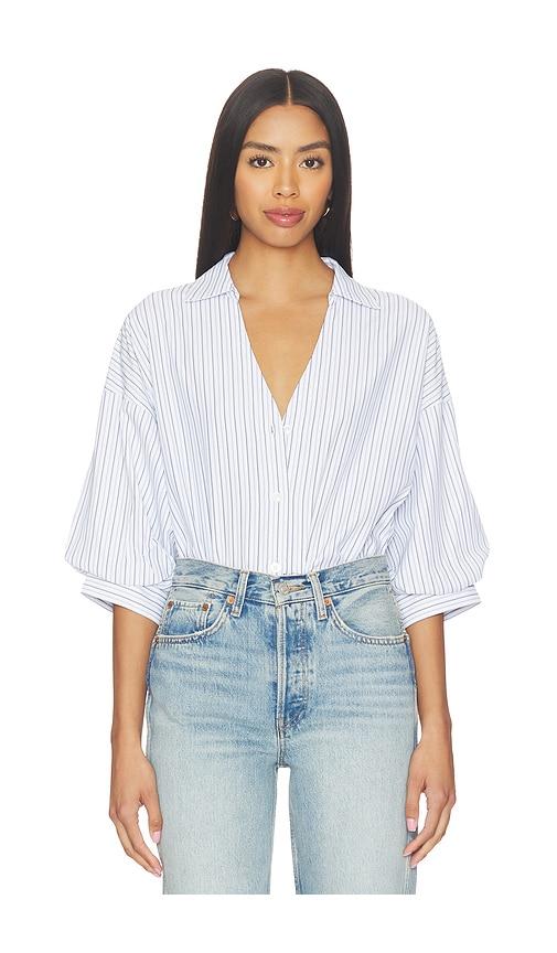 brochu walker kate shirt in blue,white. - size l (also in xs, m)