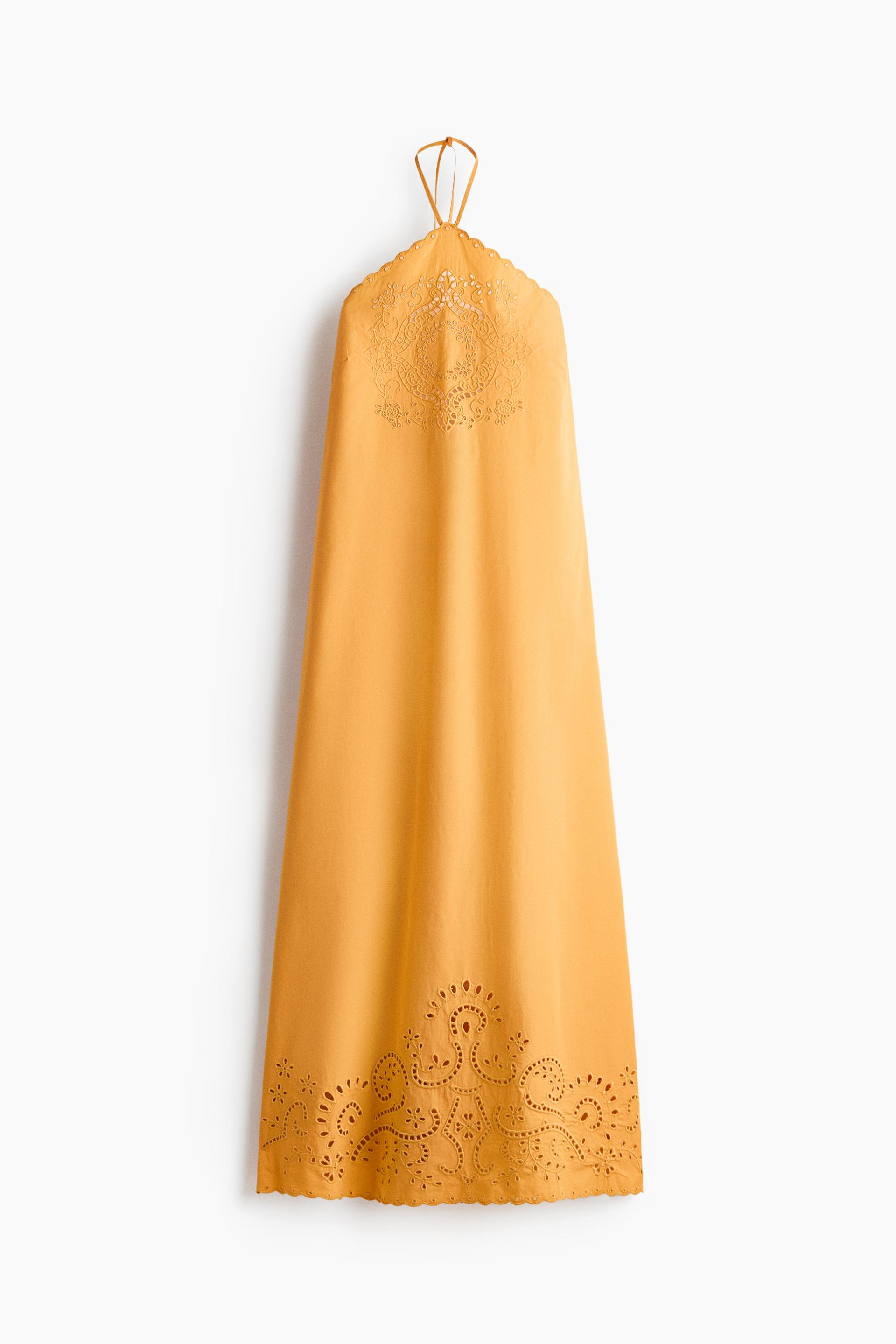 broderie anglaise halterneck dress