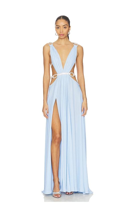 bronx banco brielle diamond gown in baby blue. - size l (also in xl)