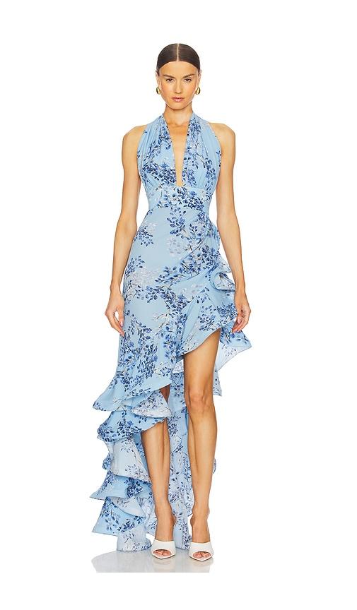 bronx banco bronte poppy maxi dress in blue. - size l (also in s, m, xl)