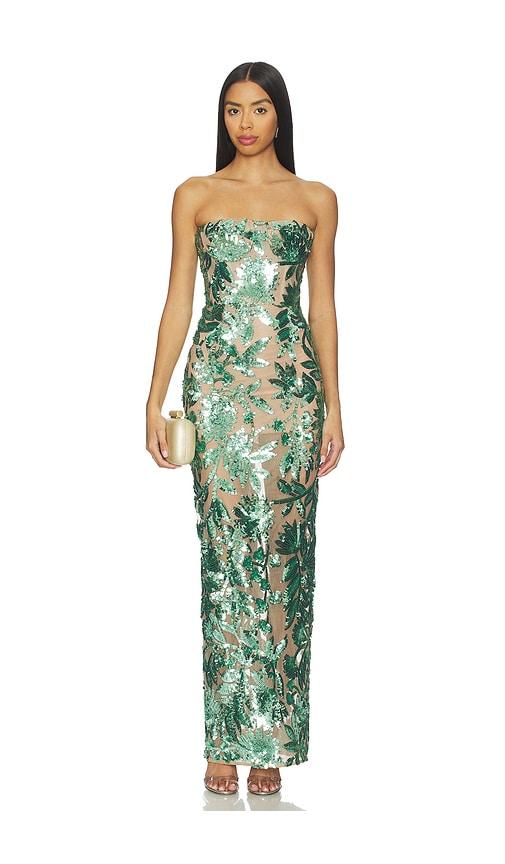 bronx banco dahlia maxi dress in green. - size l (also in m)
