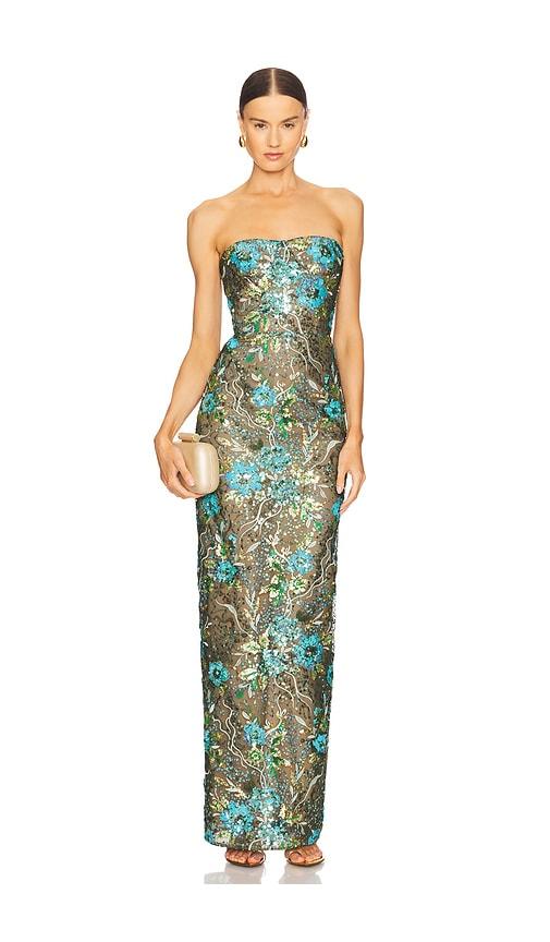 bronx banco dahlia maxi dress in teal. - size s (also in xs)