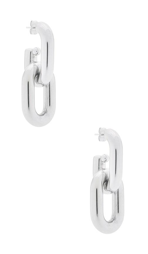 bronx banco double link earrings in metallic silver.