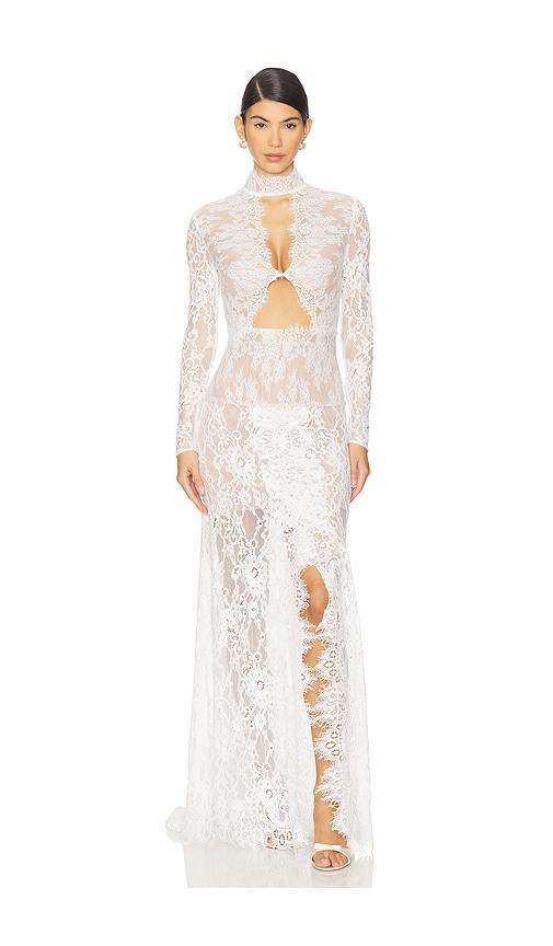 bronx banco eleanor lace gown in white. - size m (also in xs)