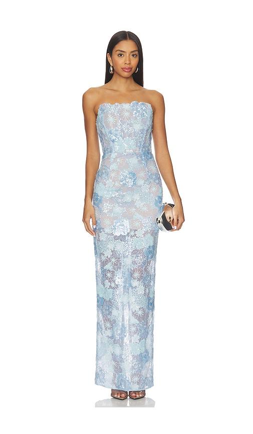 bronx banco farah ocean blue sequin maxi dress in blue. - size l (also in xs, s)