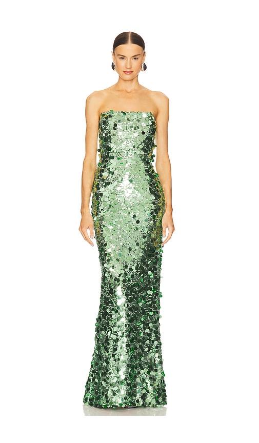 bronx banco farah strapless gown in green. - size m (also in xs, s, l, xl)