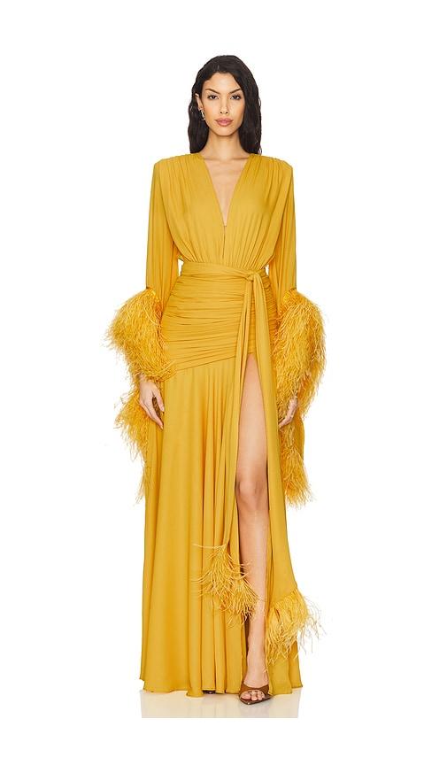 bronx banco geisha maxi dress in mustard. - size s (also in xs)