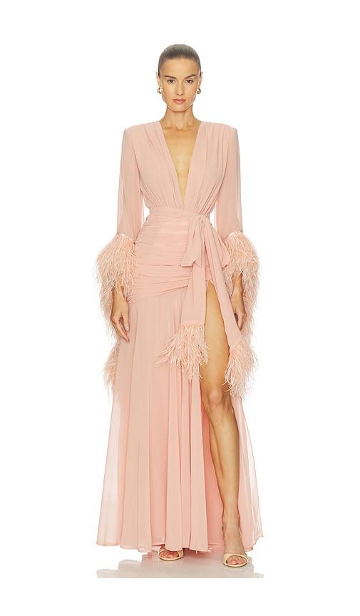 bronx banco geisha maxi dress in peach. - size m (also in xs, s)