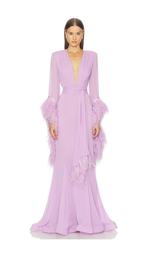bronx banco geisha v-neck maxi dress in lavender. - size l (also in m)