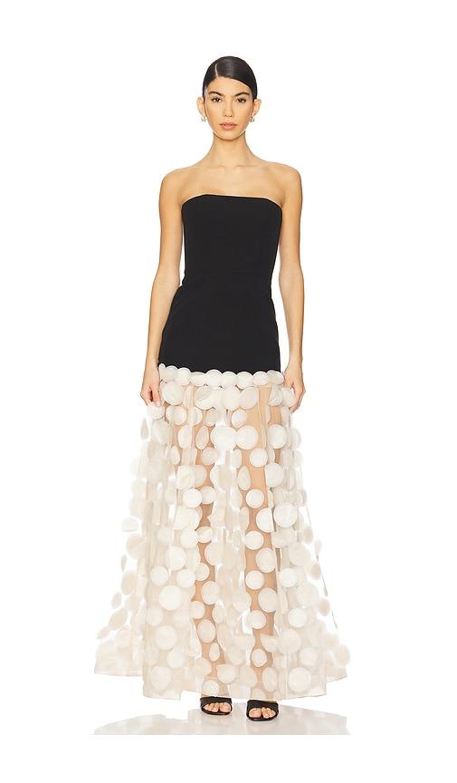 bronx banco harper strapless gown in black,cream. - size m (also in s, xl, xs)