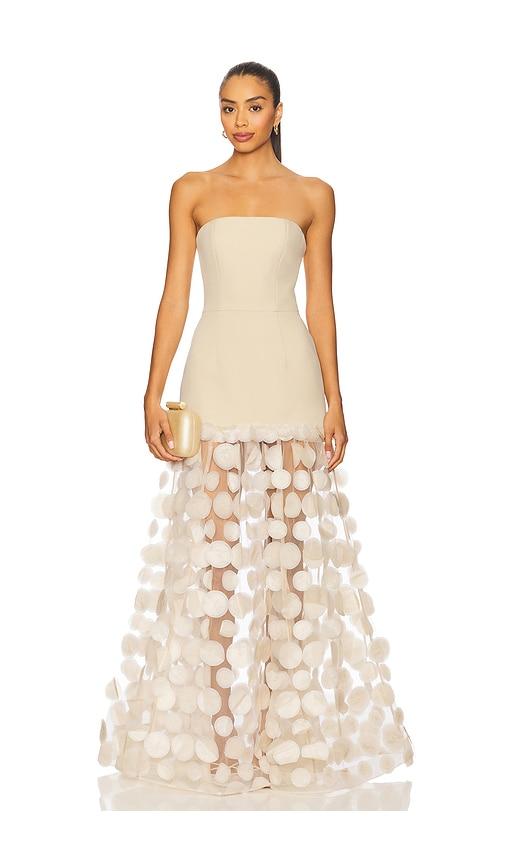 bronx banco harper strapless gown in cream. - size l (also in xs, s, m)