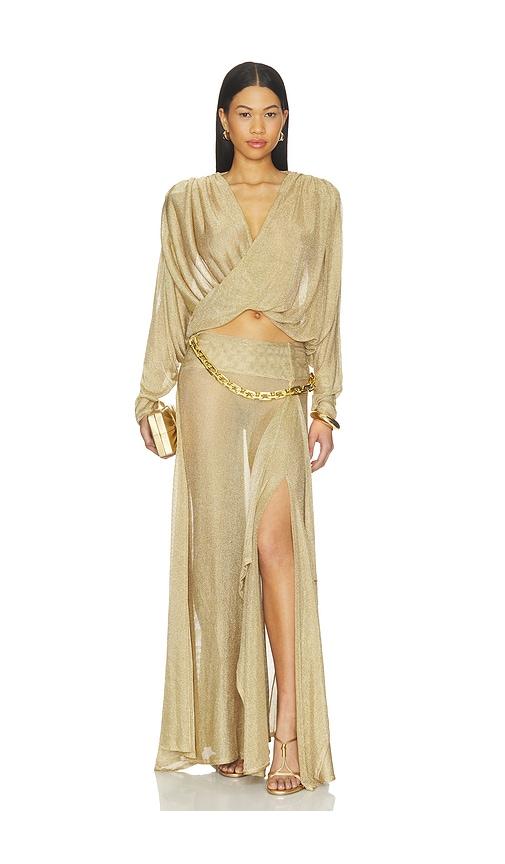 bronx banco issa set in sand shimmer in metallic gold. - size l (also in m)