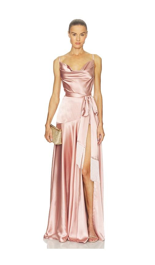 bronx banco leo maxi dress in peach. - size l (also in s)